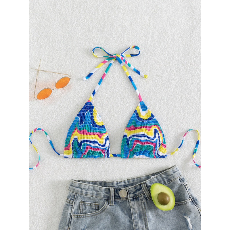 [SẴN ÁO XANH DƯƠNG S] Áo tops bikini hở lưng buộc dây