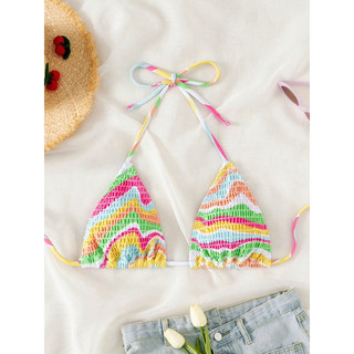 [SẴN ÁO XANH DƯƠNG S] Áo tops bikini hở lưng buộc dây