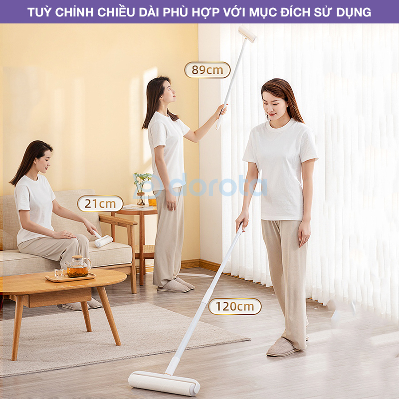 Cây lăn lông mèo cao cấp cán dài DOROTA lăn bụi quần áo lông chó thú cưng làm sạch ga giường sofa AT801