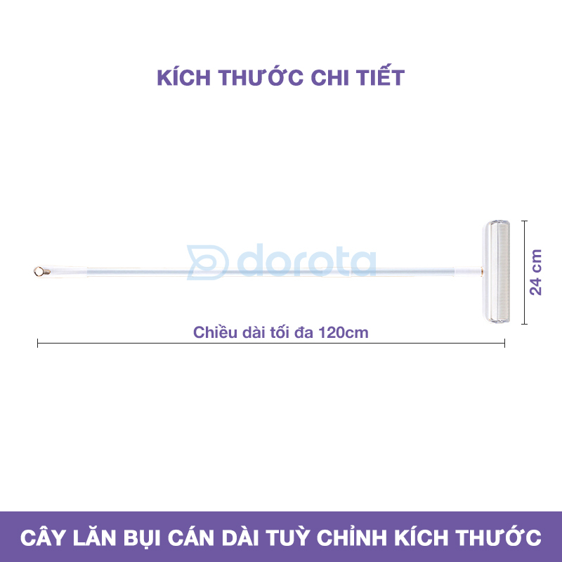 Cây lăn lông mèo cao cấp cán dài DOROTA lăn bụi quần áo lông chó thú cưng làm sạch ga giường sofa AT801