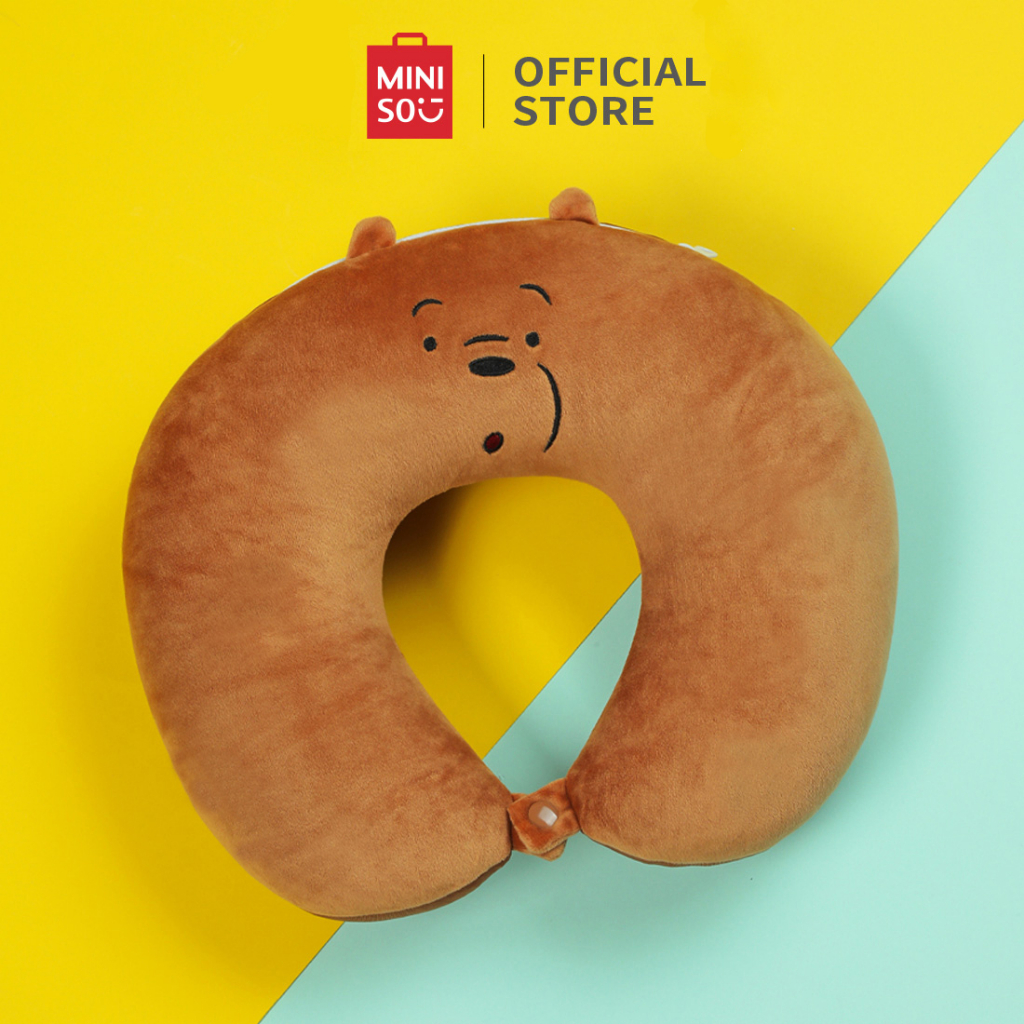 [LIFEM257 giảm12%"] Gối chữ U 2 trong 1 hình gấu We Bare Bears Miniso kê cổ chống mỏi du lịch văn phòng nhỏ gọn tiện lợi