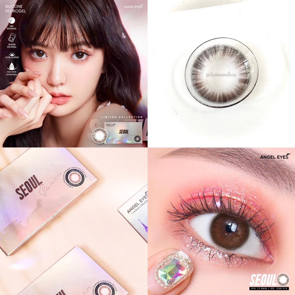 Kính Áp Tròng/Lens mắt nâu tự nhiên áp tròng Silicone Hydrogel VIP SEOUL Độ:0-8