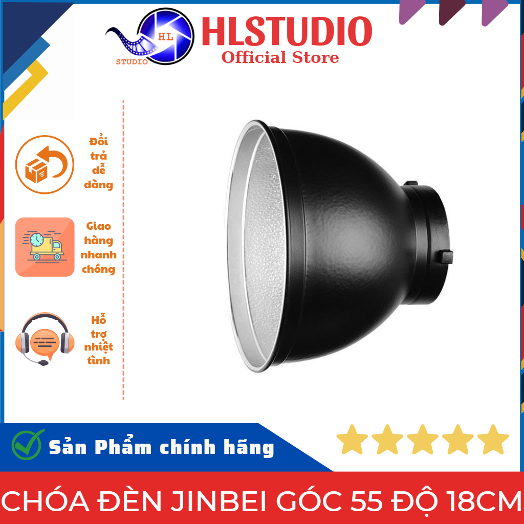 Chóa đèn Jinbei góc 55 độ 18cm HL Studio