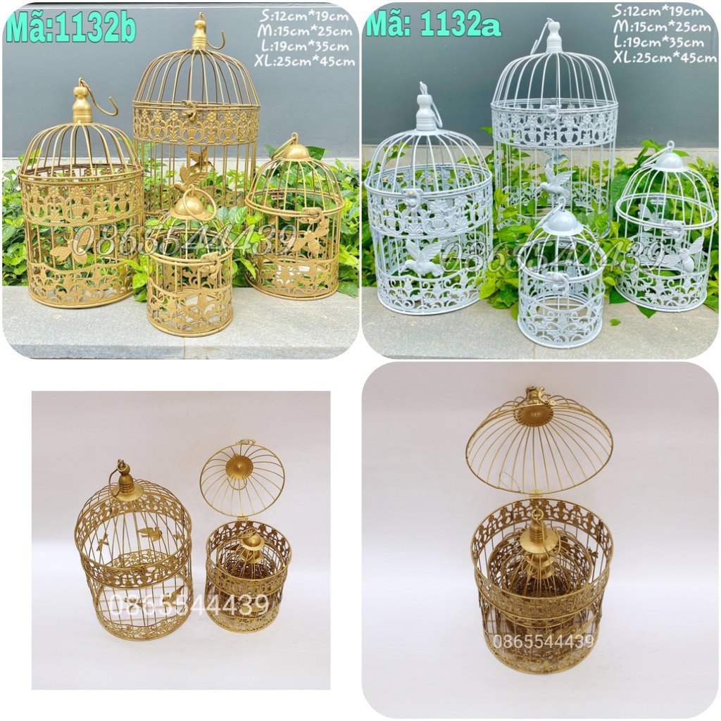 Set 4 lồng chim trắng, vàng! có lẻ size