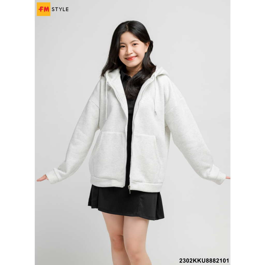 Áo khoác hoodie zip FMSTYLE unisex nam nữ form rộng oversize dây kéo chất nỉ bông dày dặn basic nhiều màu 23020592