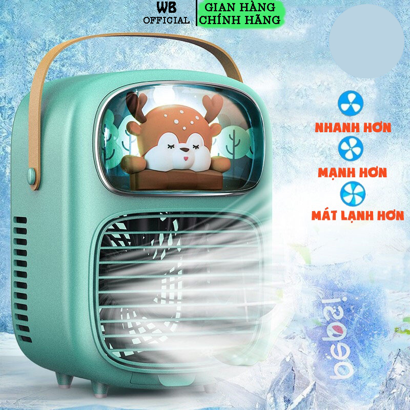 Quạt Tích Điện Điều Hòa Mini Để Bàn Wanbo, Kích Thước Nhỏ Gọn, Có Pin Dung Lượng Lớn, Quai Xách, Phun Hơi Nước Tạo Độ Ẩm