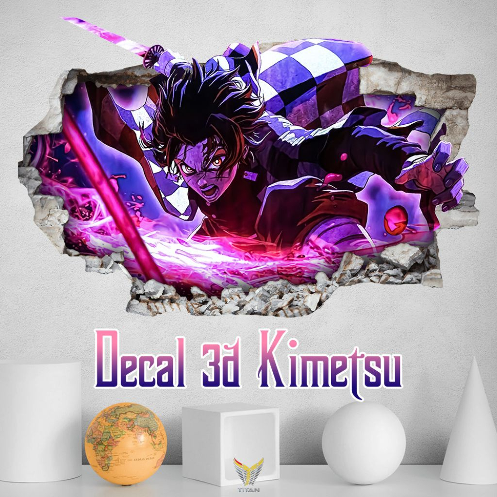 Tranh dán tường 3D chủ đề Kimetsu No Yaiba, decal dán tường decor Anime siêu bền đẹp, sẵn băng keo, nhiều kích thước