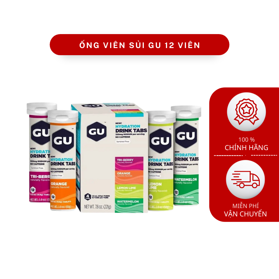 Ống viên sủi năng lượng GU Energy Hydration Tab *Ống 12 viên