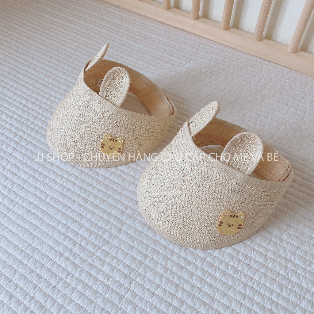 Mũ Cói Hở Nửa Đầu Họa Tiết Dễ Thương Cho Bé Từ 6 Tháng