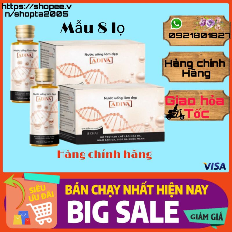 Nước Adiva collagen đẹp da ngừa lão hóa ( 8 lọ/1 hộp)