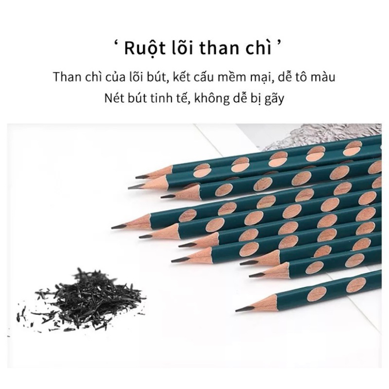 Hộp 10 bút chì gỗ định vị tay cầm Hữu Cơ Baoke -1702 an toàn cho bé tập viết