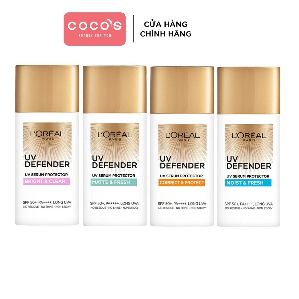 Kem Chống Nắng Mịn Nhẹ, Bảo Vệ Da, Chống Lão Hóa L'Oreal Paris UV Defender Serum Protector SPF 50+/PA++++ 50ml