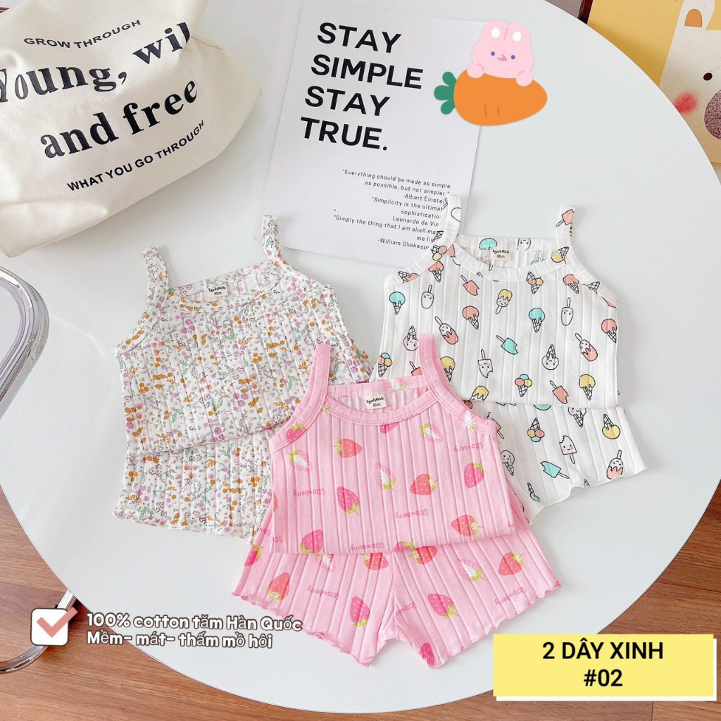 Set 3 bộ 2 dây vải Hàn Quốc xịn xò cho bé gái