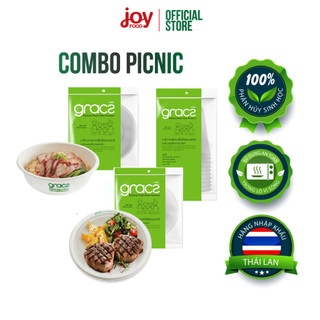 Combo 20 tô, 20 đĩa, 20 ly Gracz (Thái Lan) dùng 1 lần làm từ bã mía, thích hợp mang đi du lịch, cắm trại