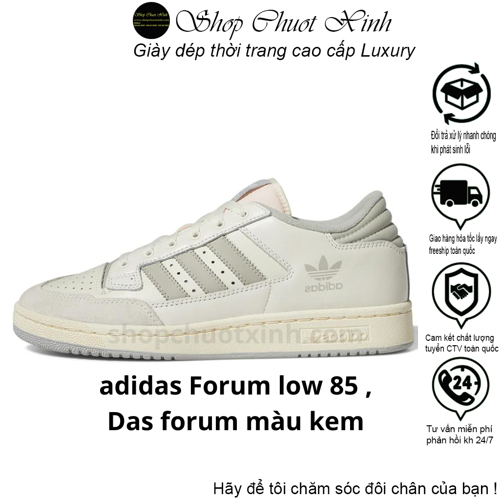 Giày thể thao Adidas Forum Low 85 , Das Forum màu trắng kem full size nam nữ 36-43
