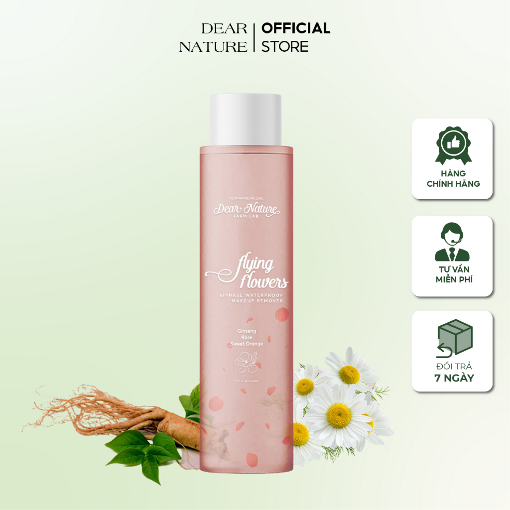 Tẩy trang Flying Flowers làm sạch sâu 200ml, Nước tẩy trang chiết xuất rau má lành tính cho da