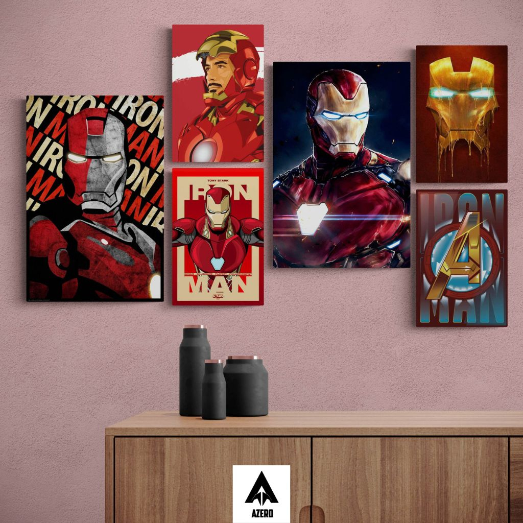 Bộ 6 tranh Fomex dán tường, tranh treo tường chủ đề Marvel, sẵn băng keo 2 mặt