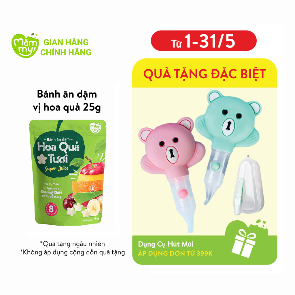 Bánh ăn dặm vị hoa quả tươi Mămmy tan trong miệng, từ trái cây thật giàu vitamin, khoáng chất hỗ trợ đề kháng 25 gram