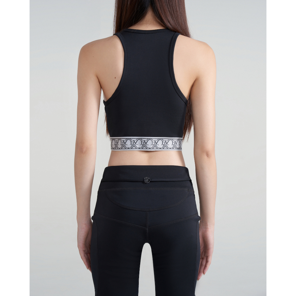 DVRK - Áo Crop Top Màu Đen Cao Cấp Kiểu Dáng Thể Thao Privé Bar Logo Very Busy-DVRK-23SS