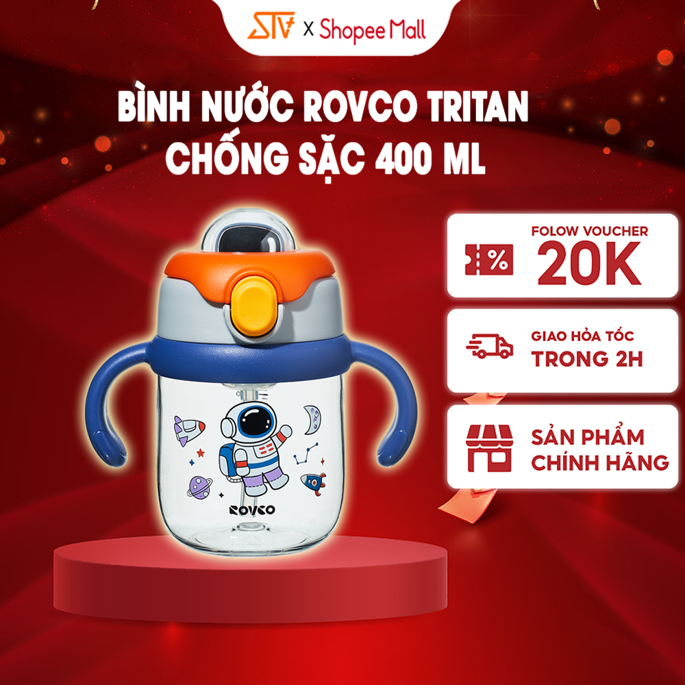 Bình Nước ROVCO RK-B1060 Hoạt Hình Ngộ Nghĩnh Chống Sặc 400ml Cho Bé