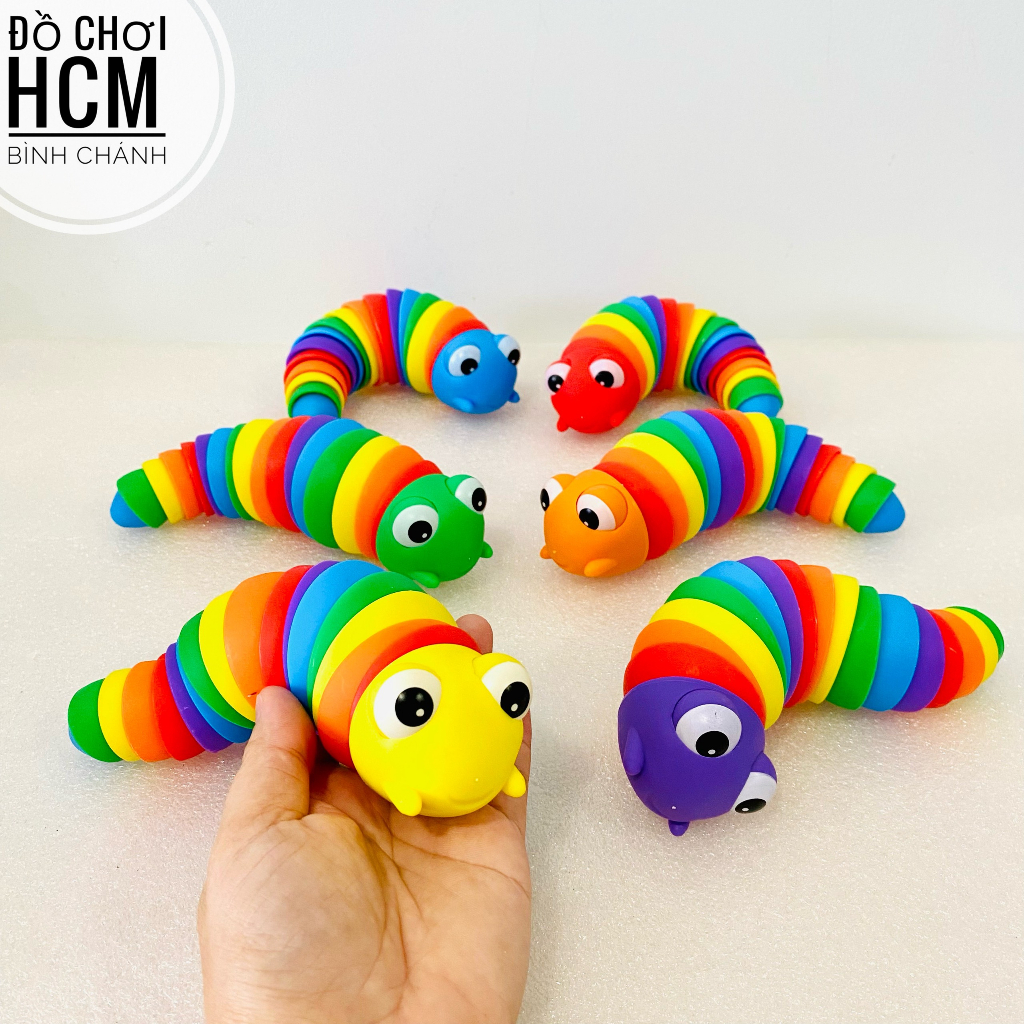 Đồ chơi trẻ em con sâu màu vui nhộn, giúp giảm căng thẳng, giảm stress, con sâu đồ chơi, ốc sên cầu vòng