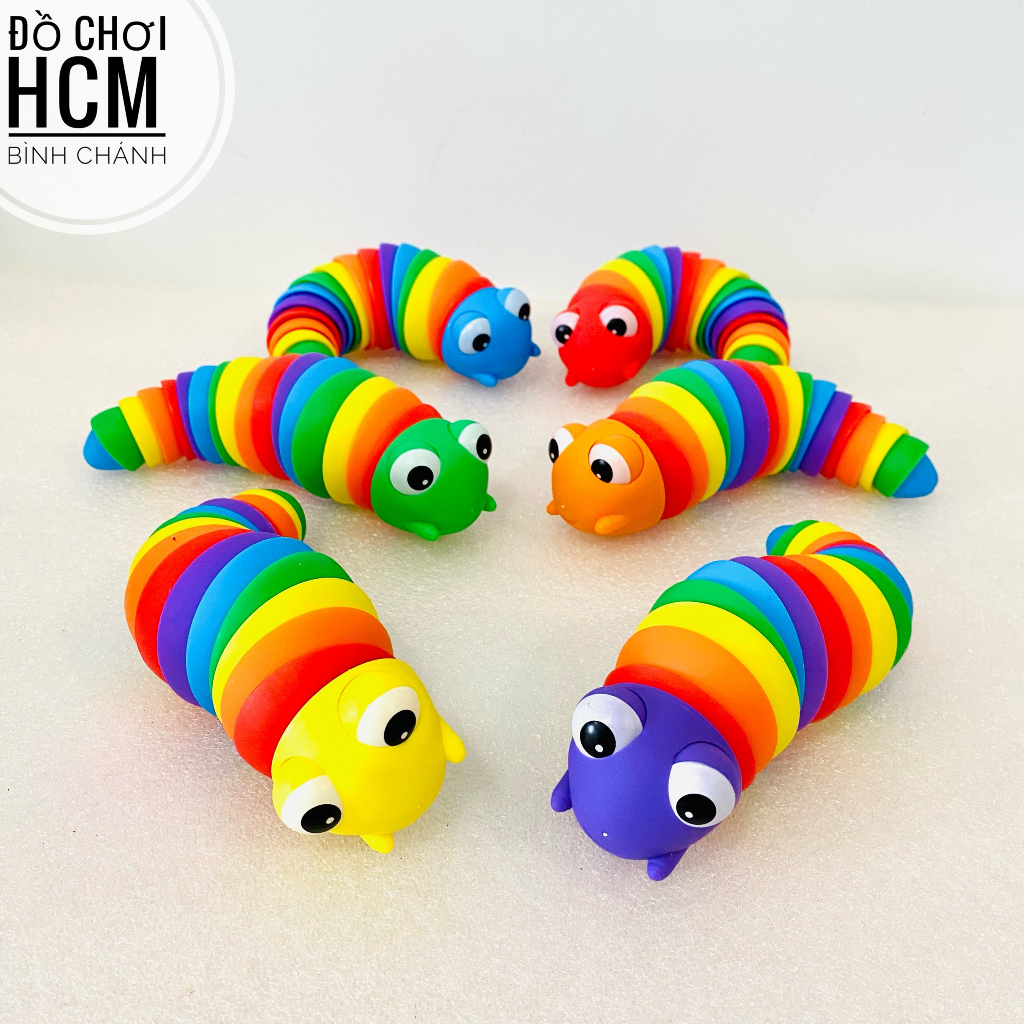 Đồ chơi trẻ em con sâu màu vui nhộn, giúp giảm căng thẳng, giảm stress, con sâu đồ chơi, ốc sên cầu vòng