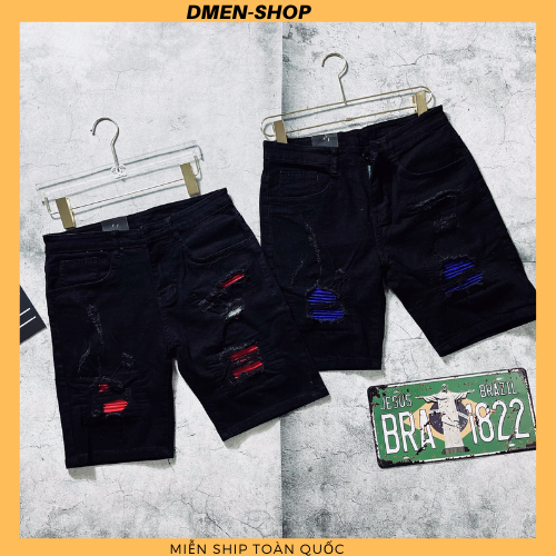 Quần short jean nam rách vá vải mẫu mới AMIRI 02