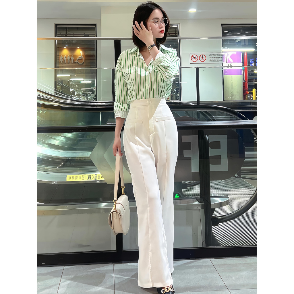 Áo Sơ Mi Nữ Họa Tiết Kẻ Sọc Xanh Lá Phong Cách Trẻ Trung, Năng Động, Phóng Khoáng | BigBuy360 - bigbuy360.vn