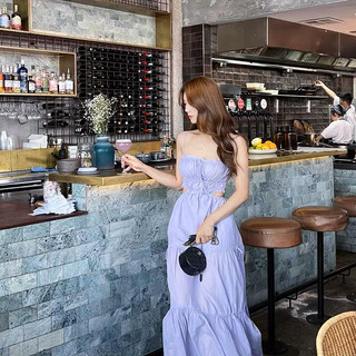 Váy Hai Dây Tím Nhún Chun Eclipse Clothing