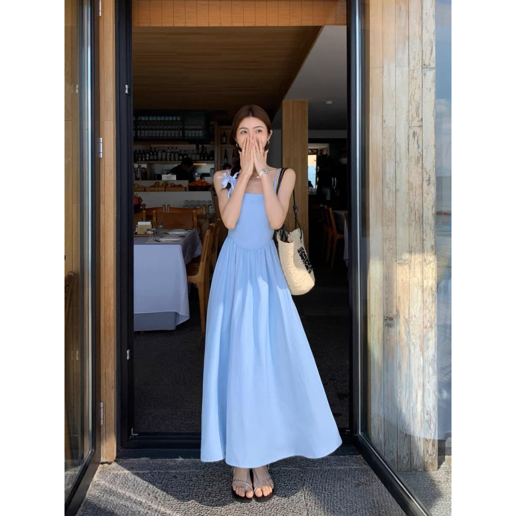 Váy 2 dây nhún ly eo xoè màu Eclipse Clothing