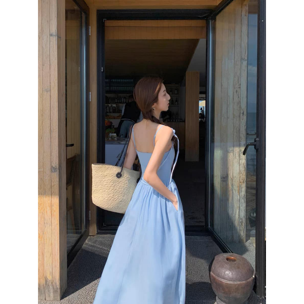 Váy 2 dây nhún ly eo xoè màu Eclipse Clothing