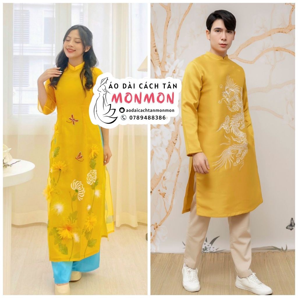 Áo dài đôi nam nữ TÌNH NHÂN áo dài đôi cách tân nam nữ, áo dài cách tân nam nữ, áo dài tết màu đỏ áo dài cặp áo dài cưới