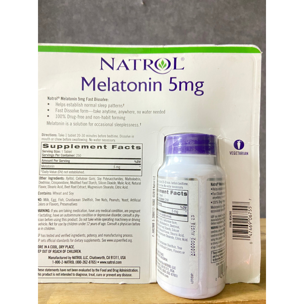 Viên ngậm Natrol Sleep 5mg hỗ trợ ngủ ngon 250 Viên 🇺🇸
