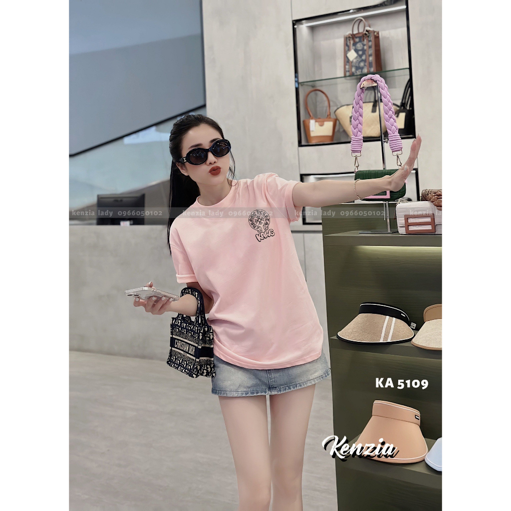 Áo Thun Nữ siêu cấp Form chuẩn Kenzia Lady- Áo Phông Cổ Tròn Tay Ngắn  Basic Cotton 100%  - KA5109