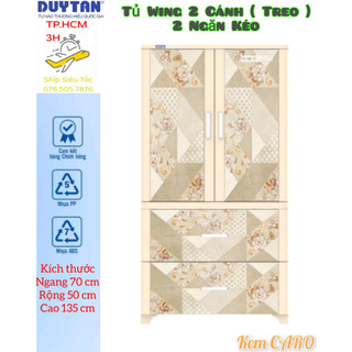 💝Duy Tân Gia Dụng💝 Tủ nhựa duy tân Wing 2C-2N NÂU GỖ ( Có Thanh Treo Đồ )