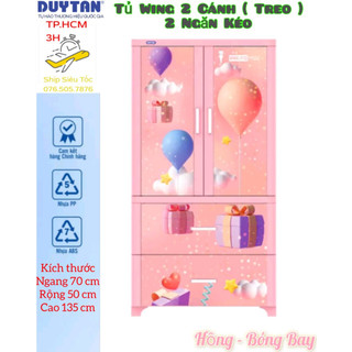 💝Duy Tân Gia Dụng💝 Tủ nhựa duy tân Wing 2c-2n Hồng ( Có Thanh Treo Quần Áo )