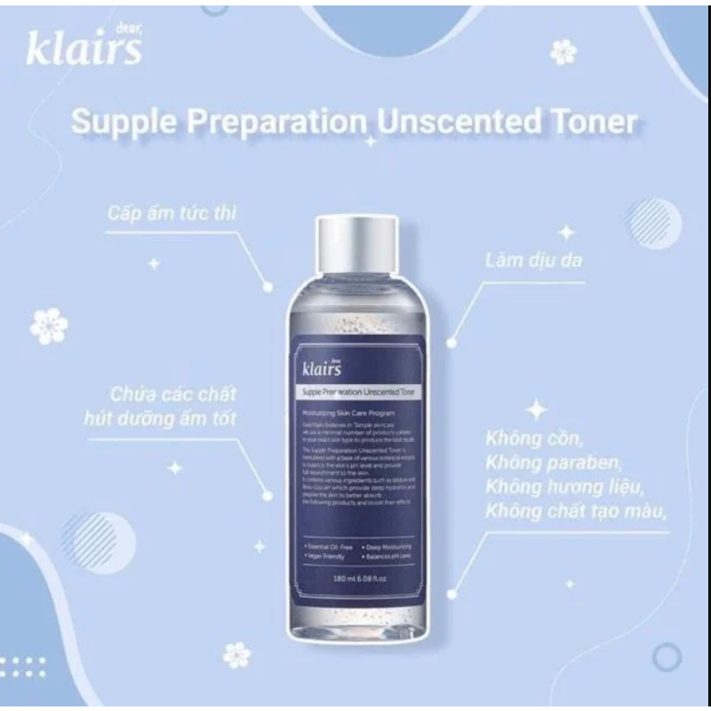Nước hoa hồng Dear, Klairs Supple Preparation Unscented Toner 180ml Không Mùi | BigBuy360 - bigbuy360.vn