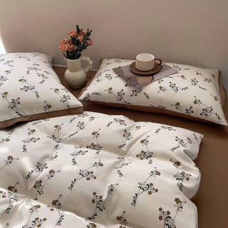 Set vỏ chăn ga gối đũi kate. mẫu hoa nâu