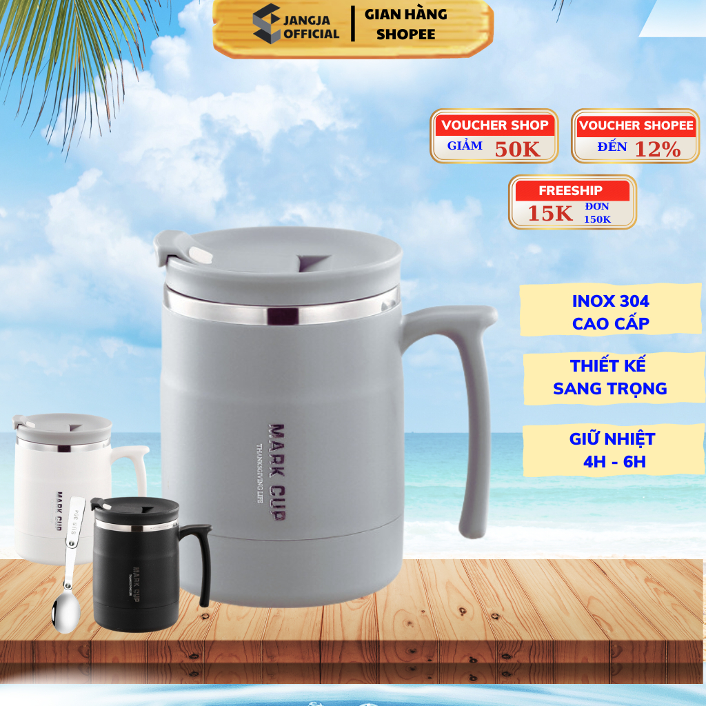 Cốc giữ nhiệt văn phòng 500ml,cốc giữ nhiệt pha cafe inox 304 cao cấp CPC01