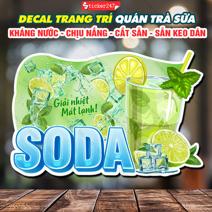 Tranh Dán Tường SODA Giải Nhiệt Mát Lạnh 🌈 Decal Dán Tường Trang Trí Quán Nước, Quán Trà Sữa - Sticker Soda Chống Nước