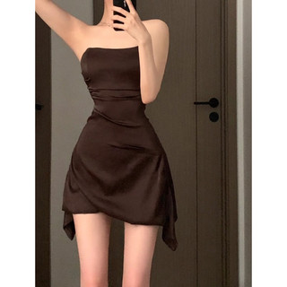 Đầm lụa ngắn không dây cúp ngực - có feedback