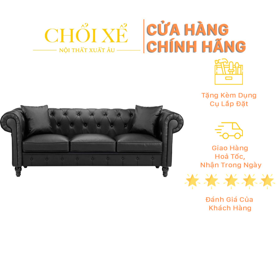 Ghế Sofa 3 Chỗ Valencia Chesterfield Black - Chổi Xể