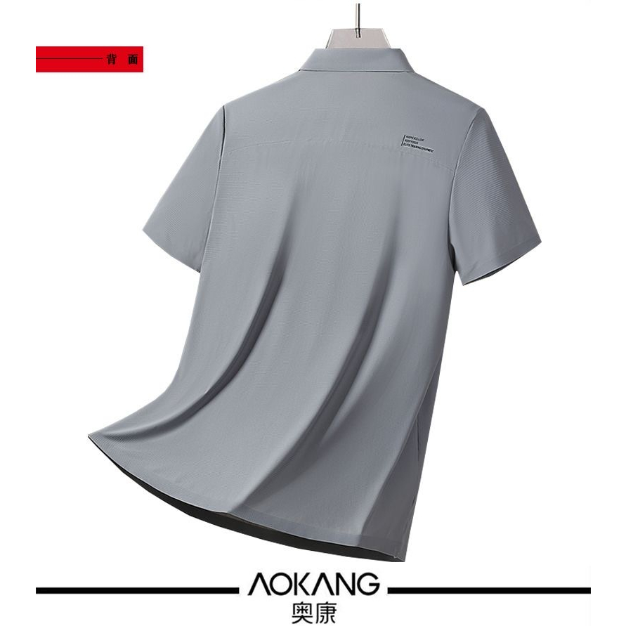 Áo polo nam Aokang chính hãng chất thun lạnh mặc mát, hút mồ hôi, màu ghi