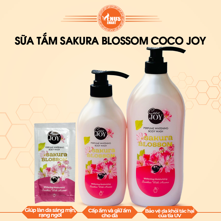 Sữa tắm dưỡng trắng, cấp ẩm da hương nước hoa Cocojoy chiết xuất hoa anh đào và protein chai 500g, 900g - VENUS EMART