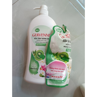 (Tặng kèm túi 450g)  Sữa tắm trắng da gervenne 1.2 LÍT