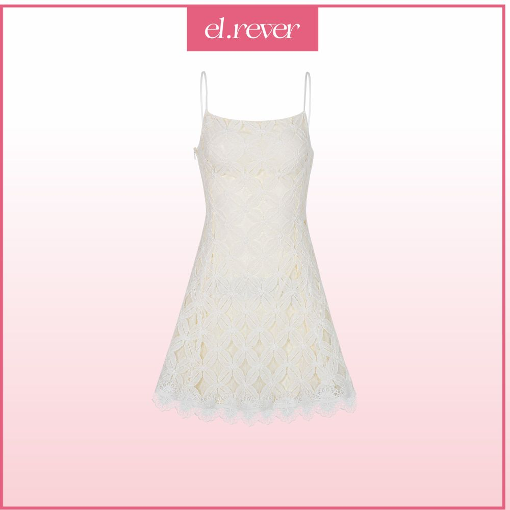 ELRÊVER - Đầm xòe dây tiểu thư cách điệu sau lưng - Màu trắng - 0822D27