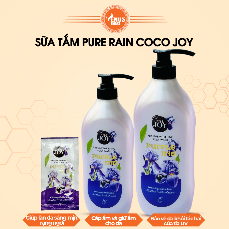 Sữa tắm dưỡng trắng, cấp ẩm da hương nước hoa Cocojoy chiết xuất hoa Purple Iris và protein 500g, 900g - VENUS EMART