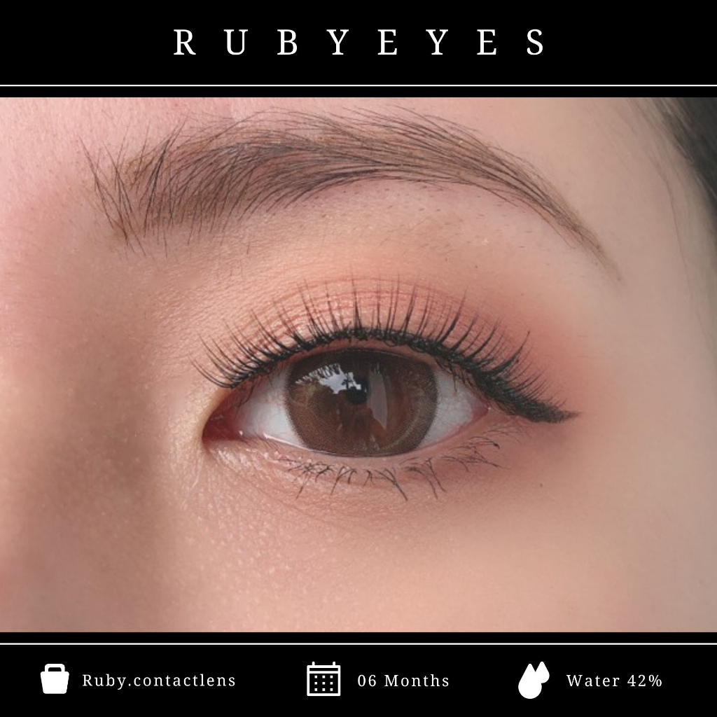 Kính Áp Tròng Sillicone Hydrogel GB397-1 RUBY EYES (HSD 6 tháng), Mẫu Lens Nâu Tự Nhiên Hàn Quốc