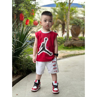 Bộ ba lỗ áo đỏ quần trắng cho bé
