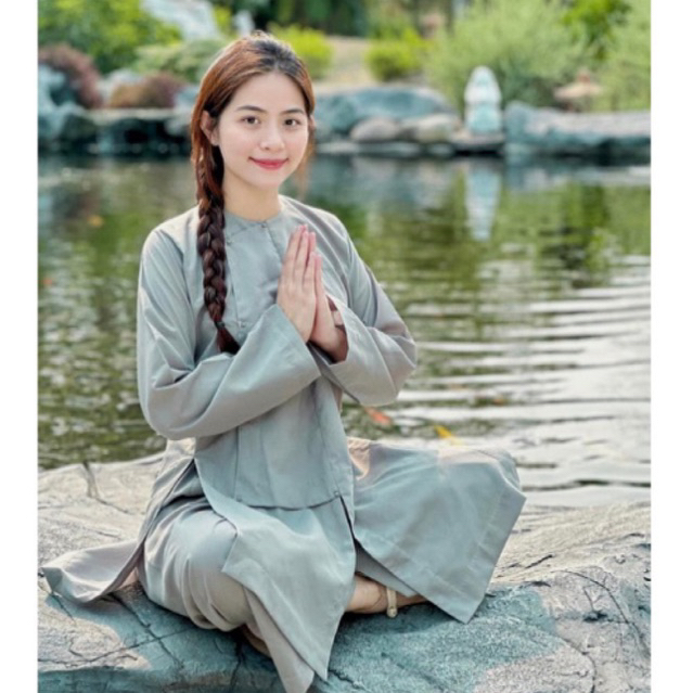 ( MẪU NÀY EM ĐANG MAY TUẦN SAU VỀ HÀNG Ạ )Vạt Hò Kate Truyền Thống Dáng Lỡ Dài Đồ Lam Đi Chùa Phật Tử